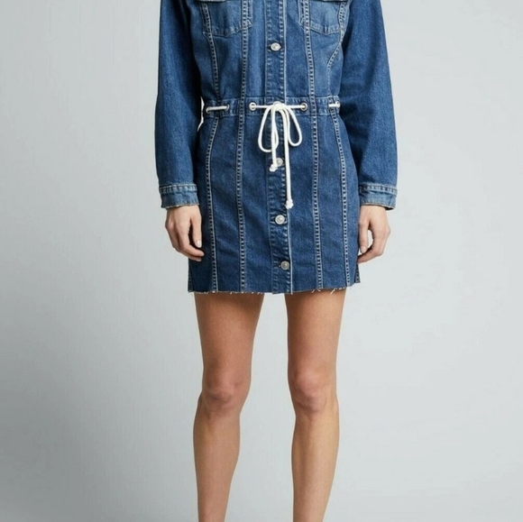 HUDSON Denim Button-Up Dress with Drawstring Waist - Picture 5 of 16